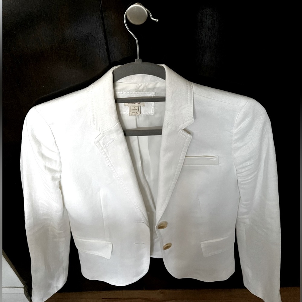 J. Crew 100% linen blazer in White, Size 0P